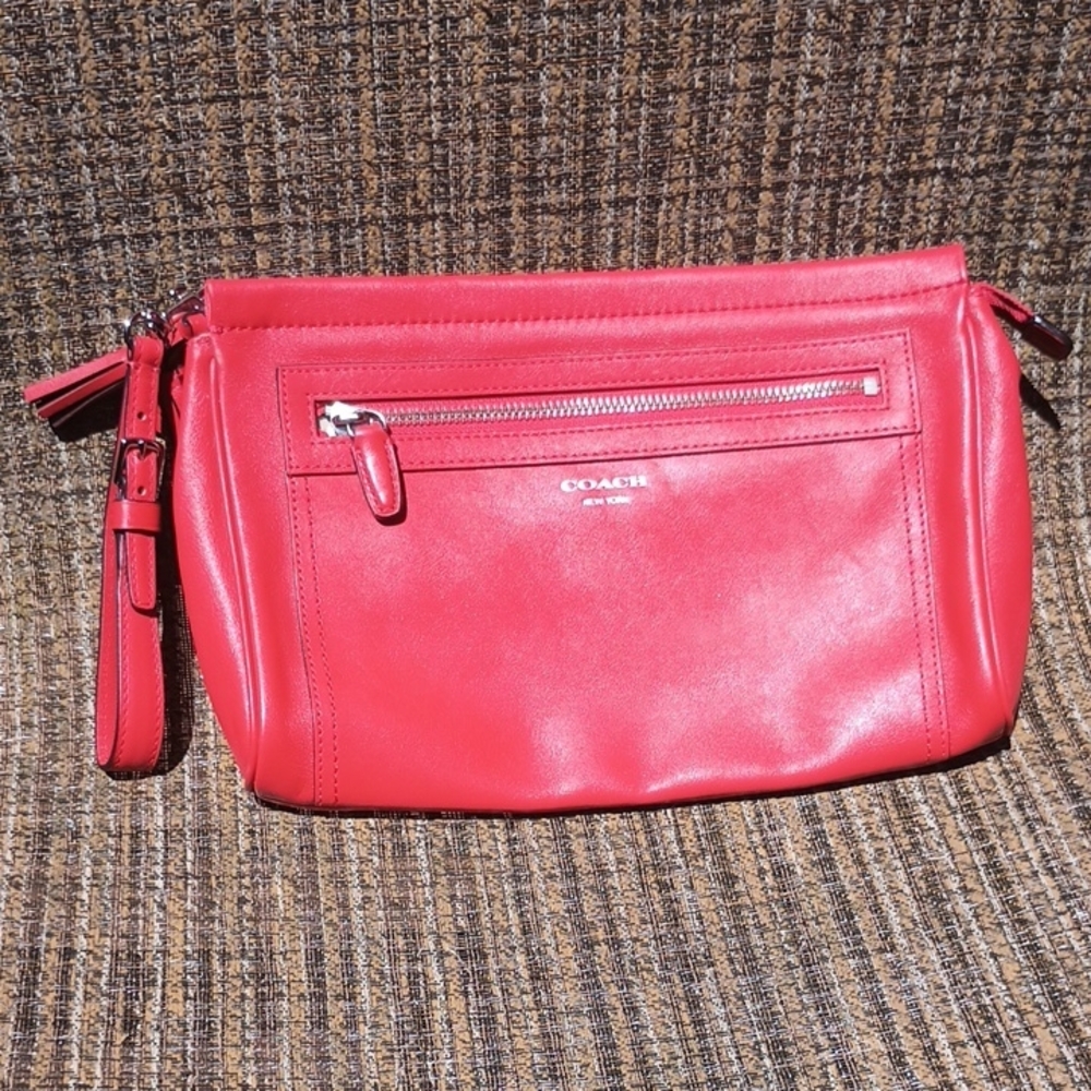 Coach Orange Leather Wristlet Clutch